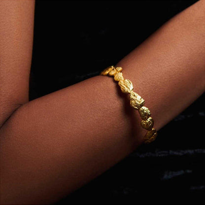 ZARIIN Gold Nuggets Goldtone Bangle