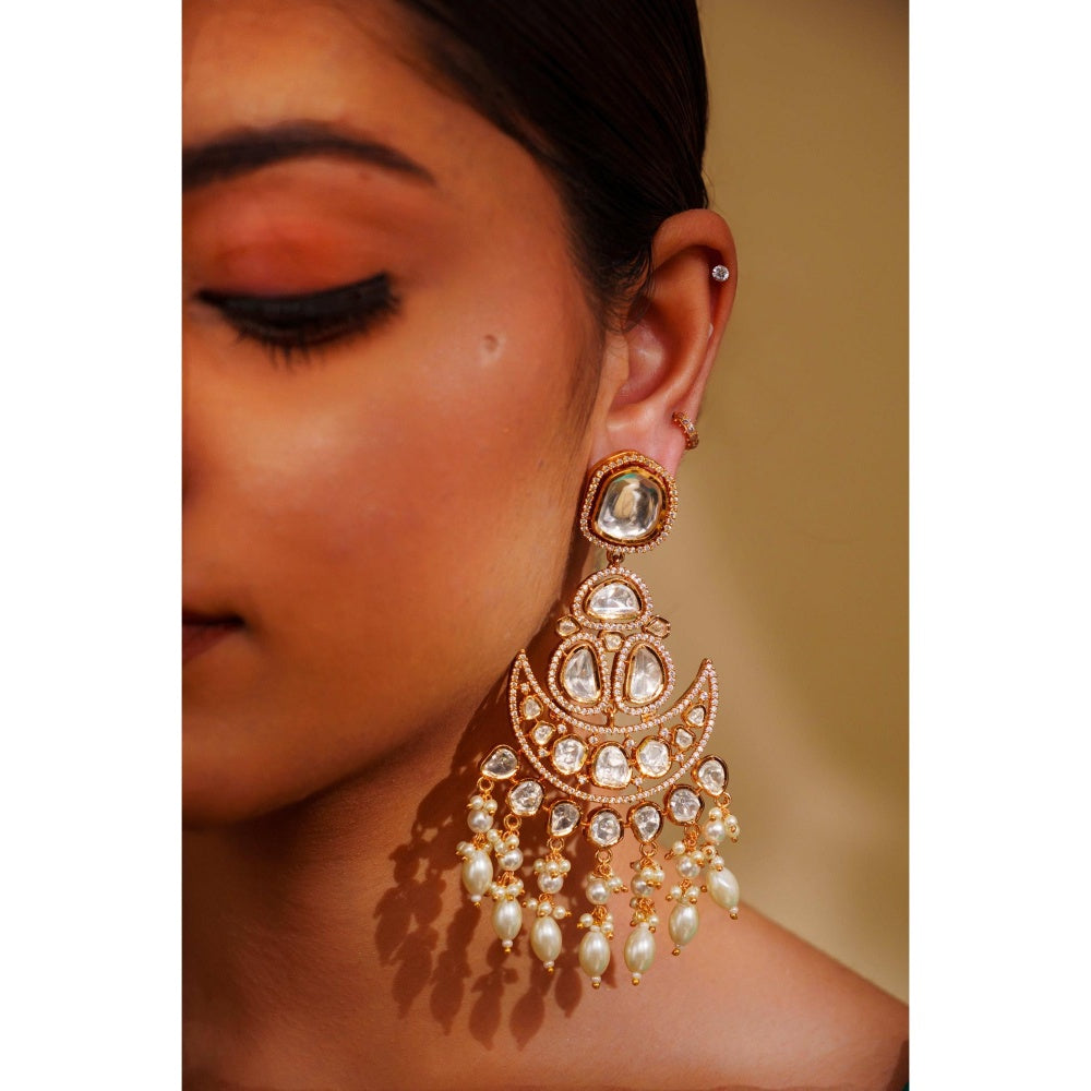 Zevar By Geeta Ameeran Moissanite White Earrings