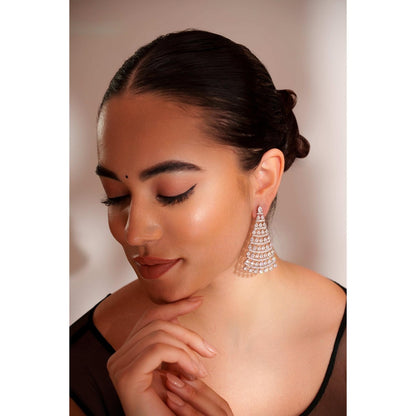 Zevar By Geeta White Pirasha Diamond Danglers