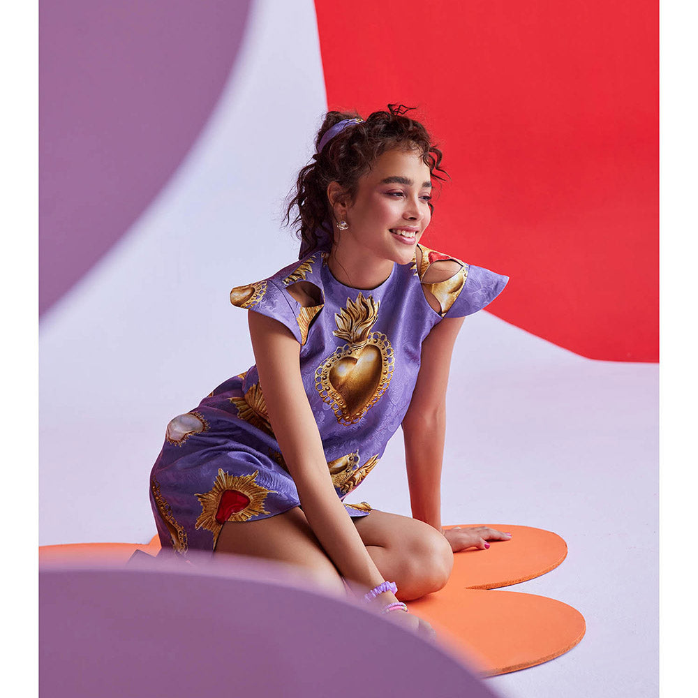 Zip by Payal & Zinal Hearts Unlocked Purple Out Dress