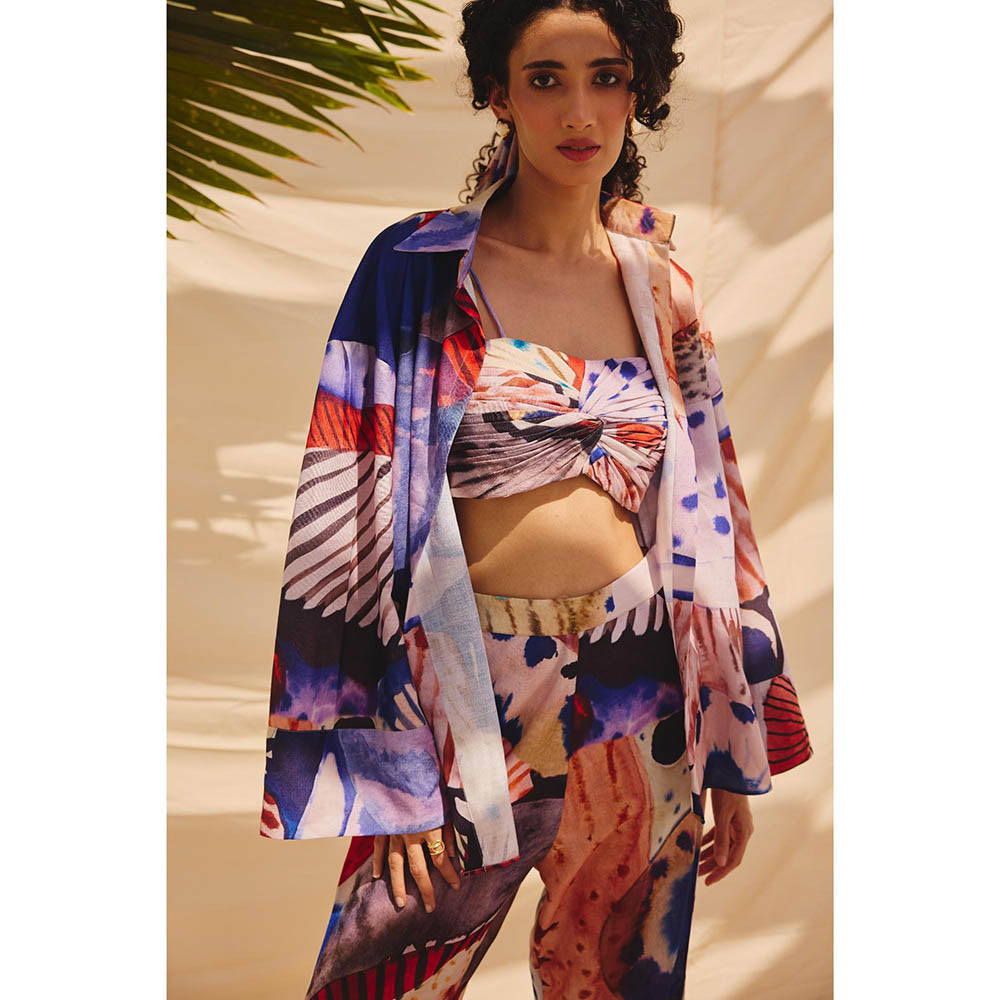 Zip by Payal & Zinal Purple Burnt Ashes Bralette Co-Ord (Set of 3)