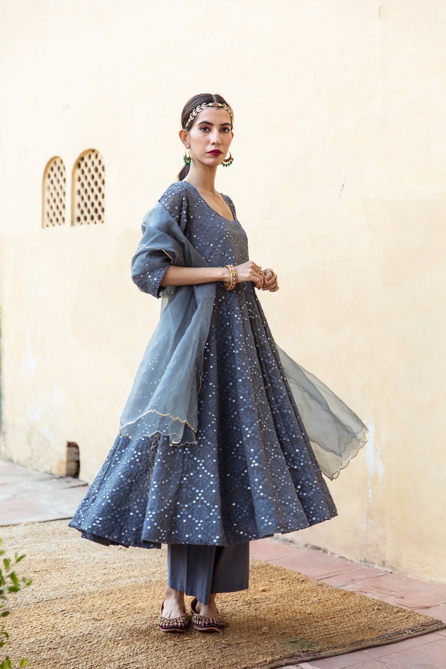 Damini Grey Anarkali Set