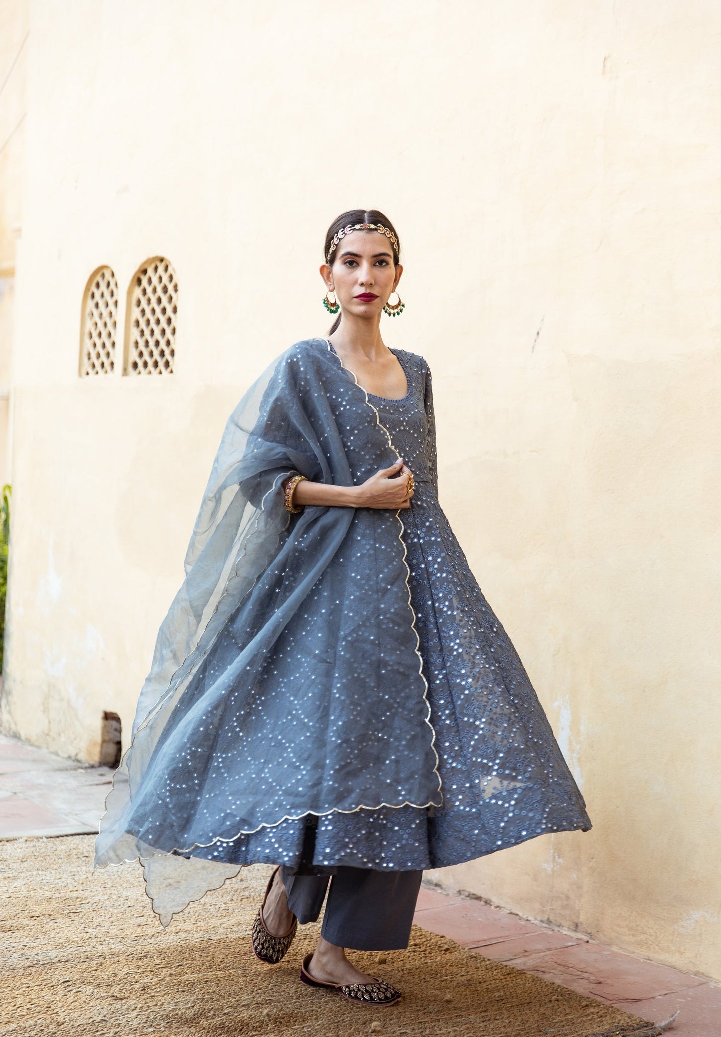 Damini Grey Anarkali Set