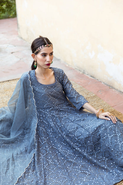 Damini Grey Anarkali Set