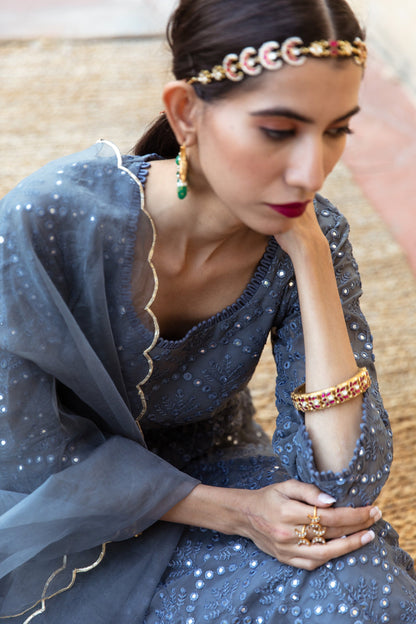 Damini Grey Anarkali Set