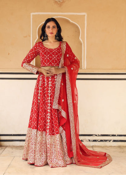 Nanda Red Lehenga Set