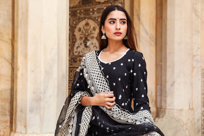 Hairat Black Anarkali Set