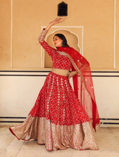 Nanda Red Lehenga Set