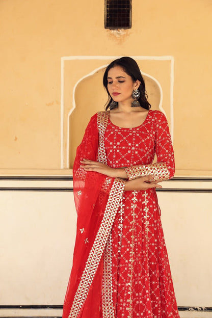 Nanda Red Lehenga Set