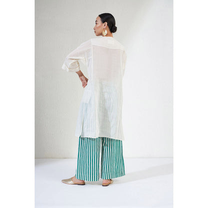 Aavidi By Dimple Farah Off White Embellished Or Sequined Co-ord (Set of 2)