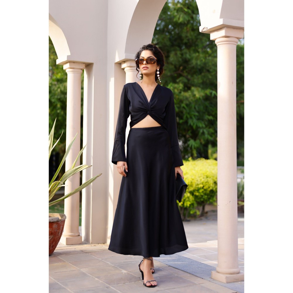 AlterEGO Lydia Bias Flow Black Maxi Skirt