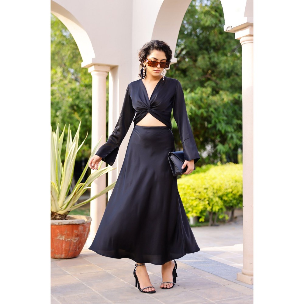 AlterEGO Lydia Bias Flow Black Maxi Skirt
