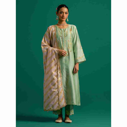 Anantaa By Roohi Trehan Light Pink Chanderi Jacquard Zari Stripes Dupatta