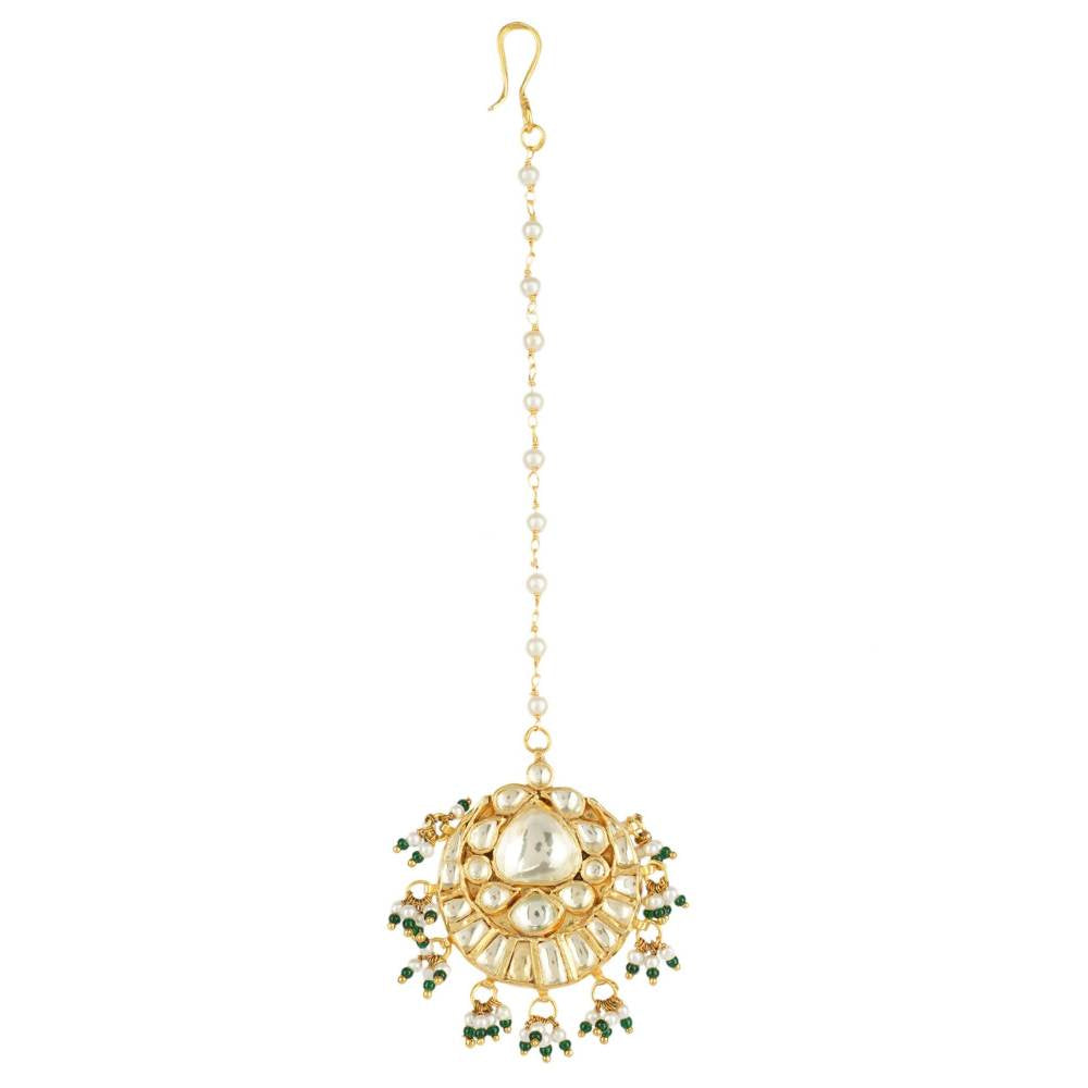 Auraa Trends Kundan Bridal Choker Necklace Set with Mangtika