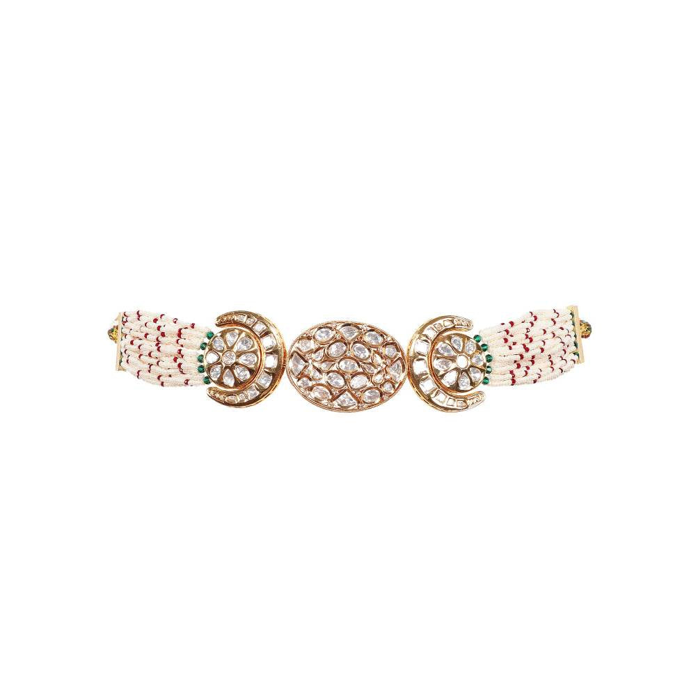 Auraa Trends 22KT Gold Plated Kundan Traditional Handcrafted Stone Choker Set