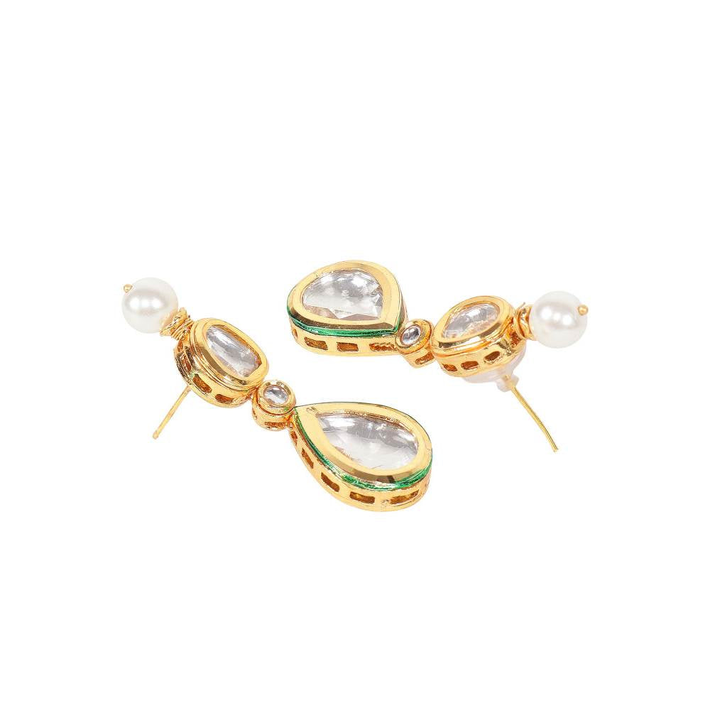 Auraa Trends 22KT Gold Plated Kundan Traditional Handcrafted Ston Necklace Set