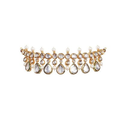 Auraa Trends 22KT Gold Plated Kundan Traditional Handcrafted Ston Necklace Set