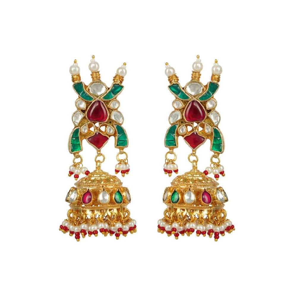 Auraa Trends 22Kt Gold Plated Kundan Traditional Multi-Color Necklace Set