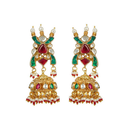 Auraa Trends 22Kt Gold Plated Kundan Traditional Multi-Color Necklace Set