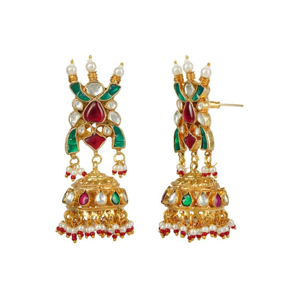 Auraa Trends 22Kt Gold Plated Kundan Traditional Multi-Color Necklace Set