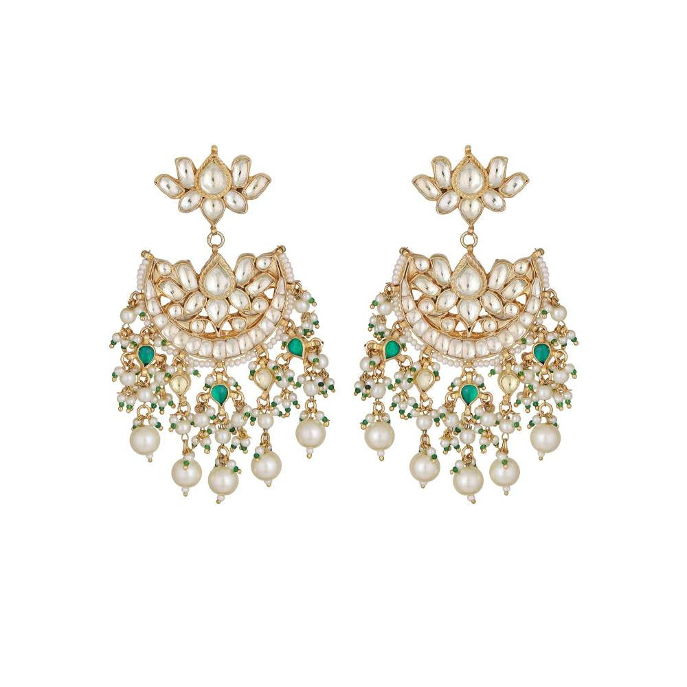 Auraa Trends 22KT Gold Plated Kundan Classic Multi-Color Earrings