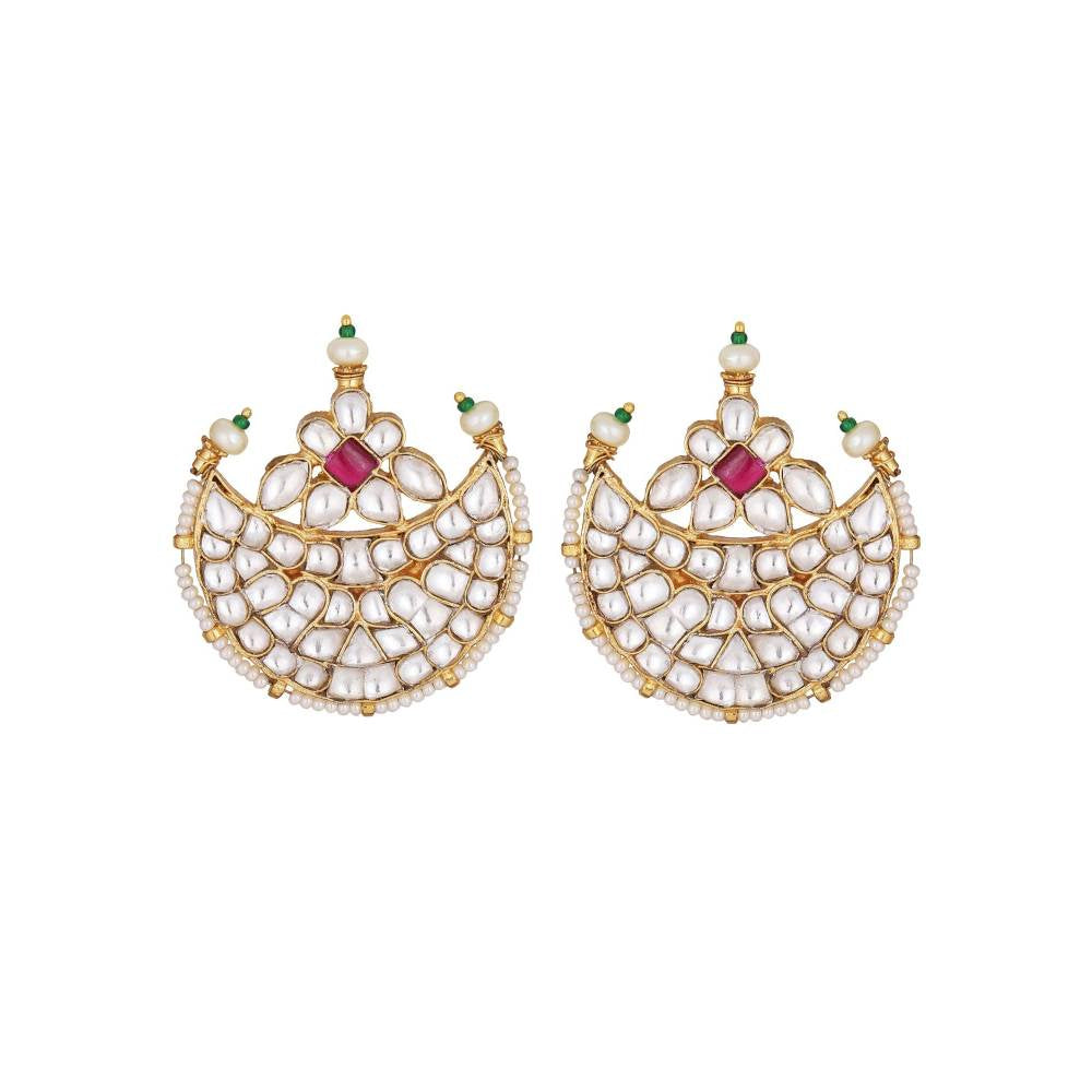Auraa Trends 22KT Gold Plated Kundan Traditional Pink Earrings