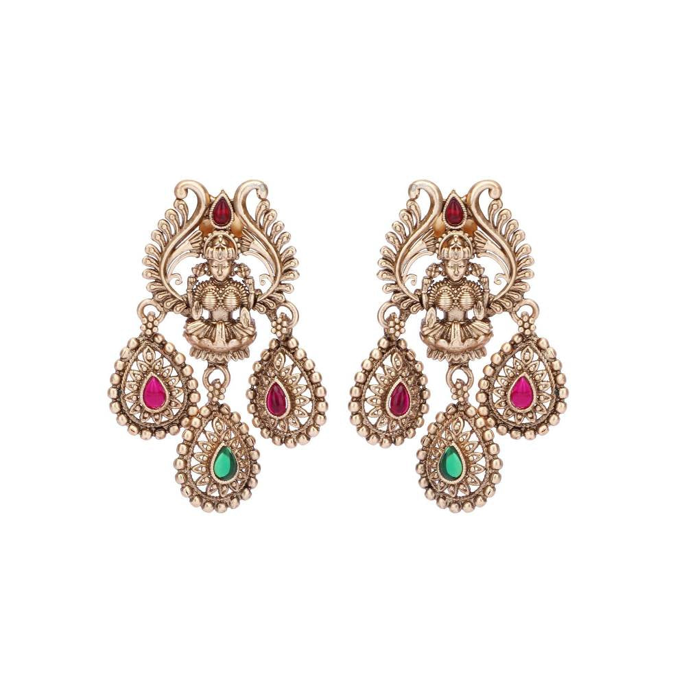 Auraa Trends 22KT Gold Plated Kundan Traditional Brown Necklace Set For Women