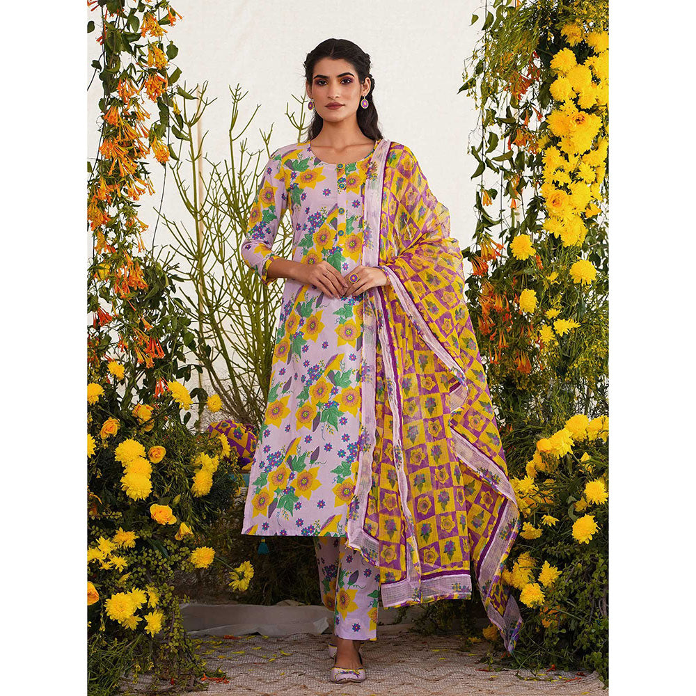 Baise Gaba Farda Kurta Floral Lavender (Set of 2)