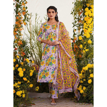 Baise Gaba Farda Kurta Floral Lavender (Set of 2)