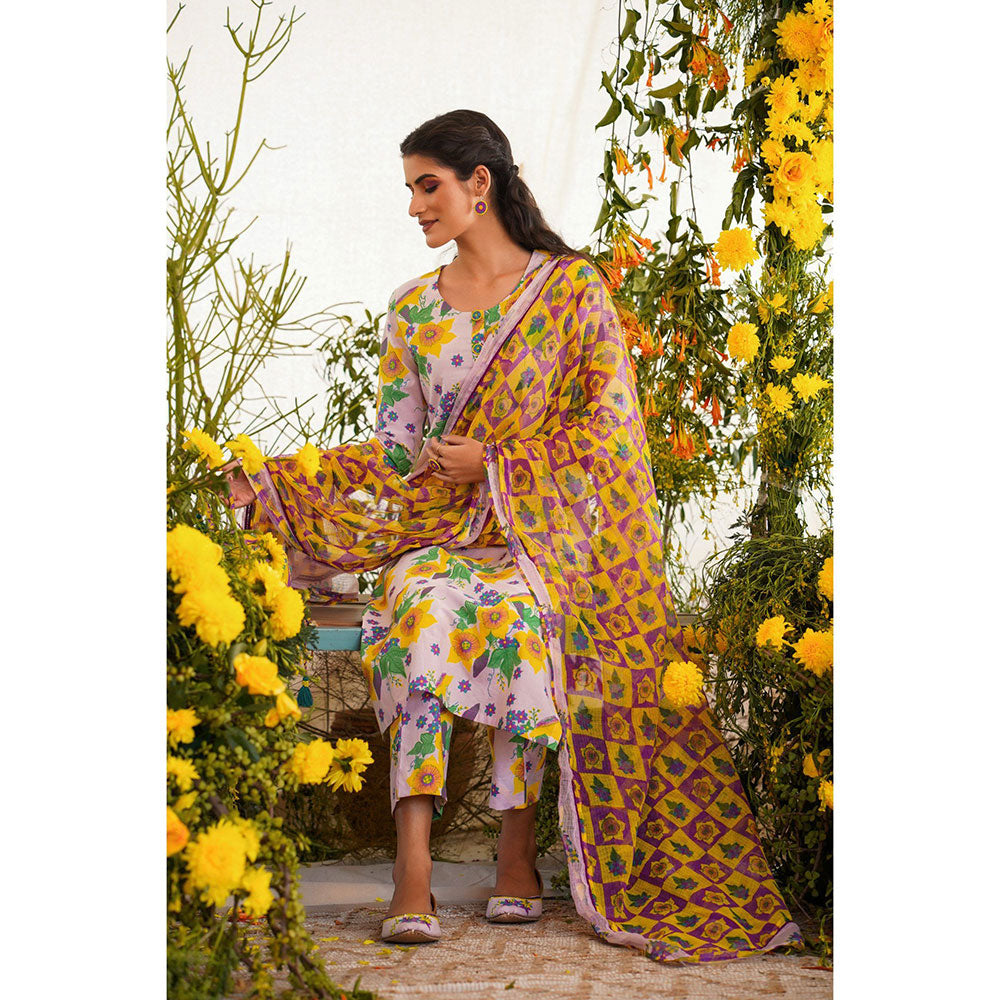 Baise Gaba Farda Kurta Floral Lavender (Set of 2)