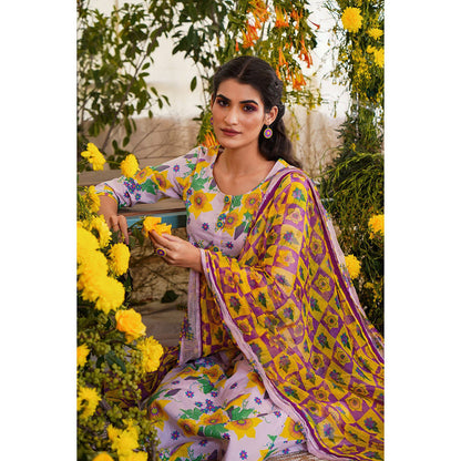 Baise Gaba Farda Kurta Floral Lavender (Set of 2)