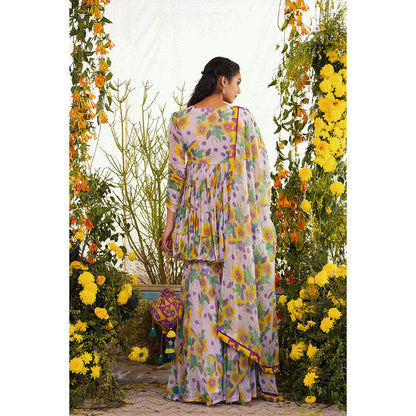 Baise Gaba Sayonee Gharara Floral Lavender (Set of 2)