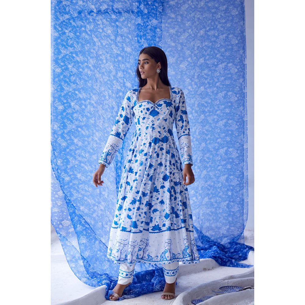 Baise Gaba White Nirad Anarkali (Set of 3)