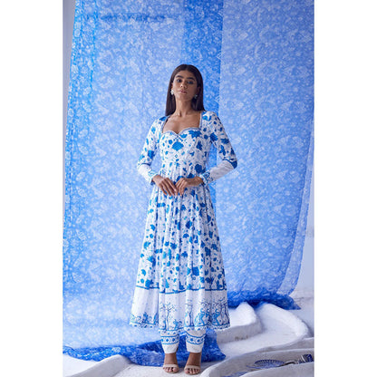 Baise Gaba White Nirad Anarkali (Set of 3)