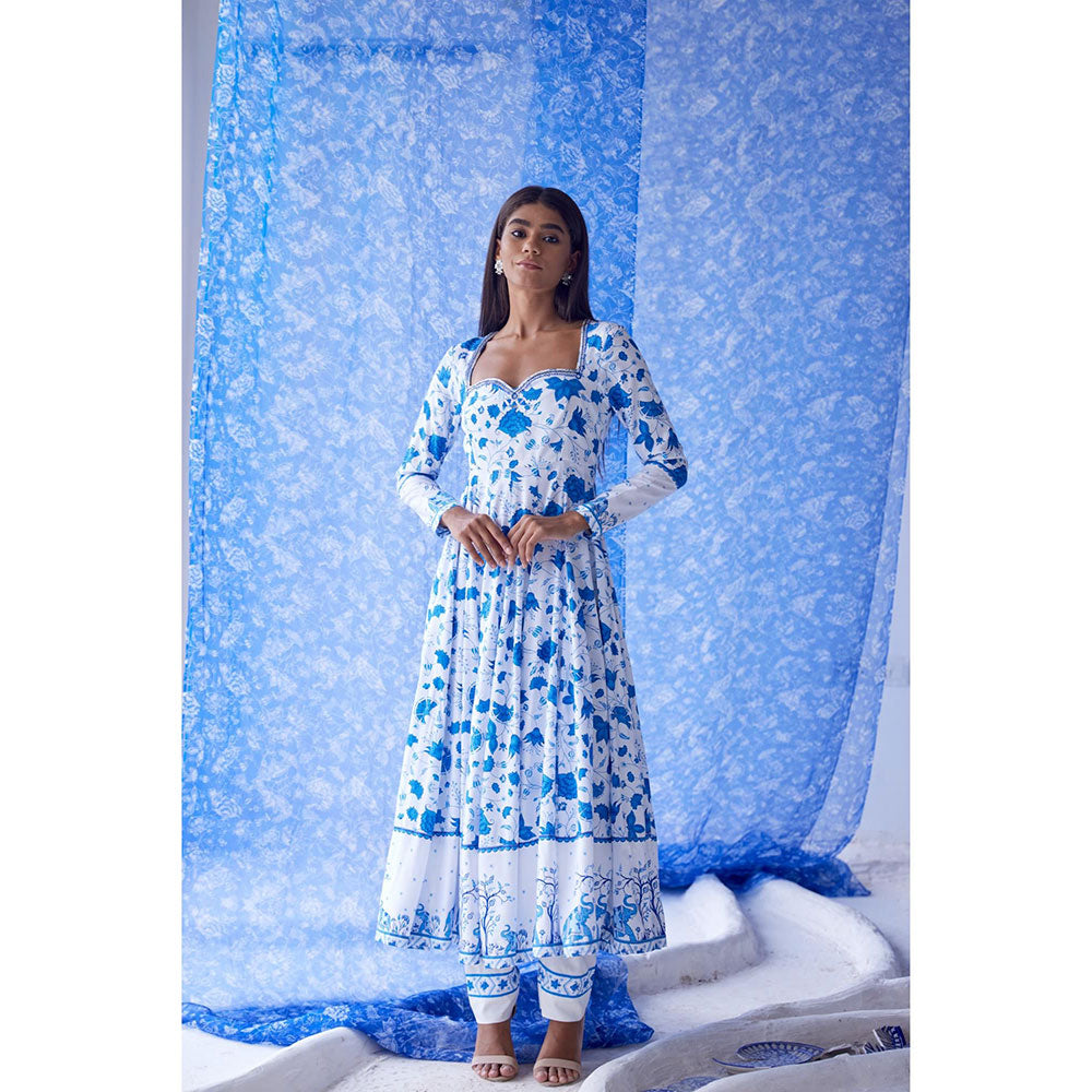 Baise Gaba White Nirad Anarkali Kurta