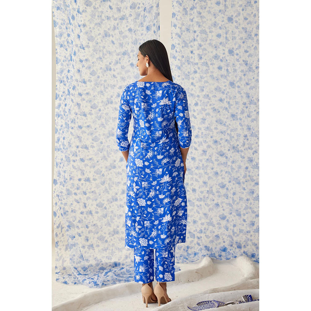 Baise Gaba Blue Sindhu Straight Suit (Set of 3)