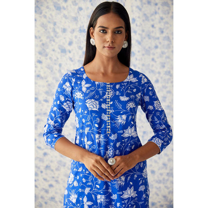 Baise Gaba Blue Sindhu Straight Suit (Set of 3)
