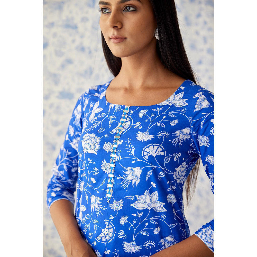 Baise Gaba Blue Sindhu Straight Suit (Set of 3)