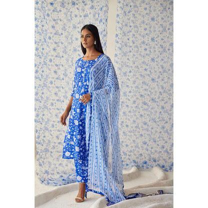 Baise Gaba Blue Sindhu Straight Suit (Set of 3)
