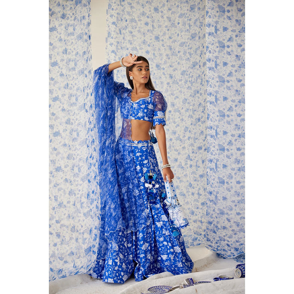 Baise Gaba Blue Ihanna Lehenga (Set of 3)