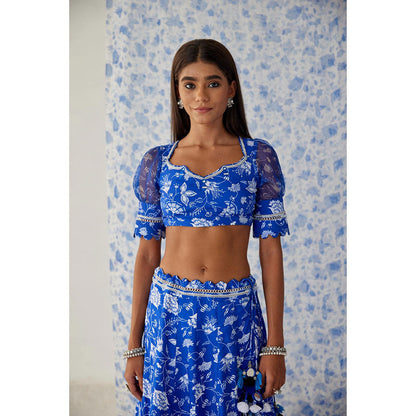 Baise Gaba Blue Ihanna Lehenga (Set of 3)