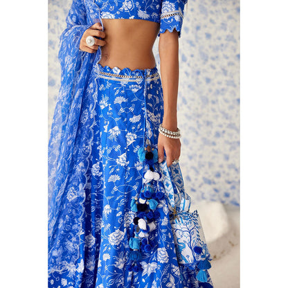 Baise Gaba Blue Ihanna Lehenga (Set of 3)
