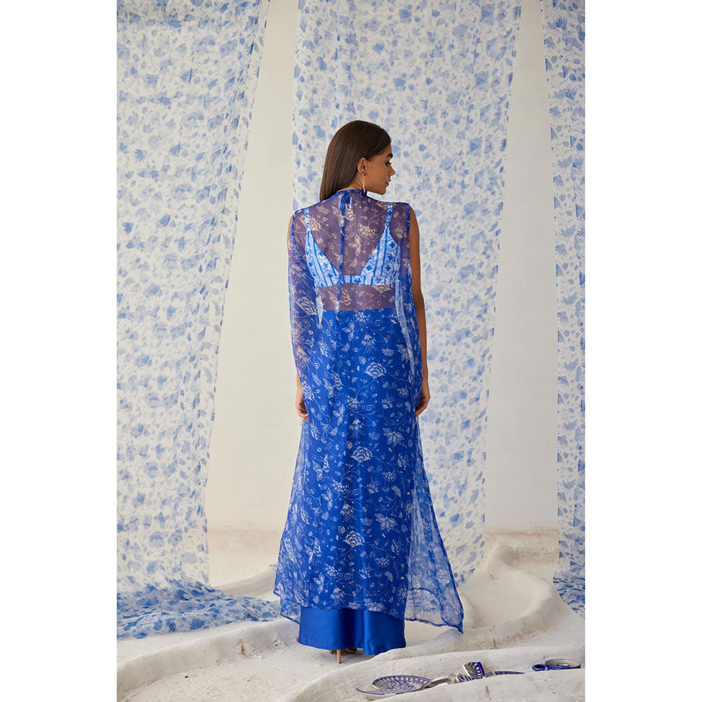 Baise Gaba Blue Abhra Skirt Choga (Set of 3)