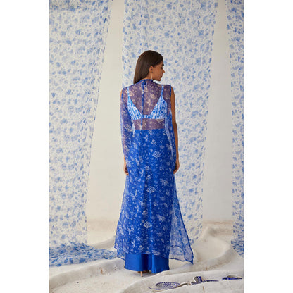 Baise Gaba Blue Abhra Skirt Choga (Set of 3)