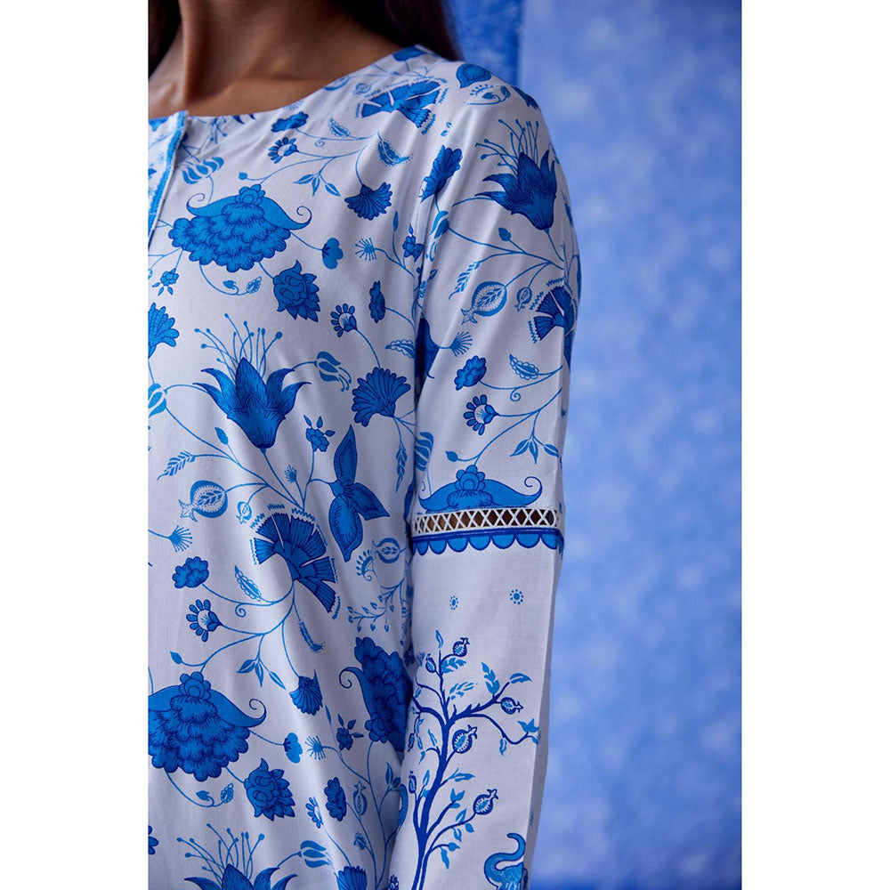 Baise Gaba White Megh Straight Kurta