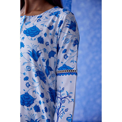 Baise Gaba White Megh Straight Kurta