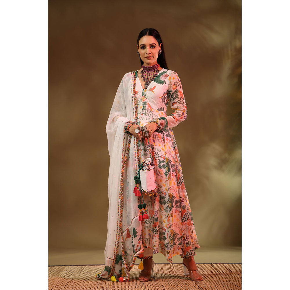 Baise Gaba White & Multi-Color Kanan Anarkali (Set of 3)