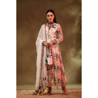 Baise Gaba White & Multi-Color Kanan Anarkali (Set of 3)