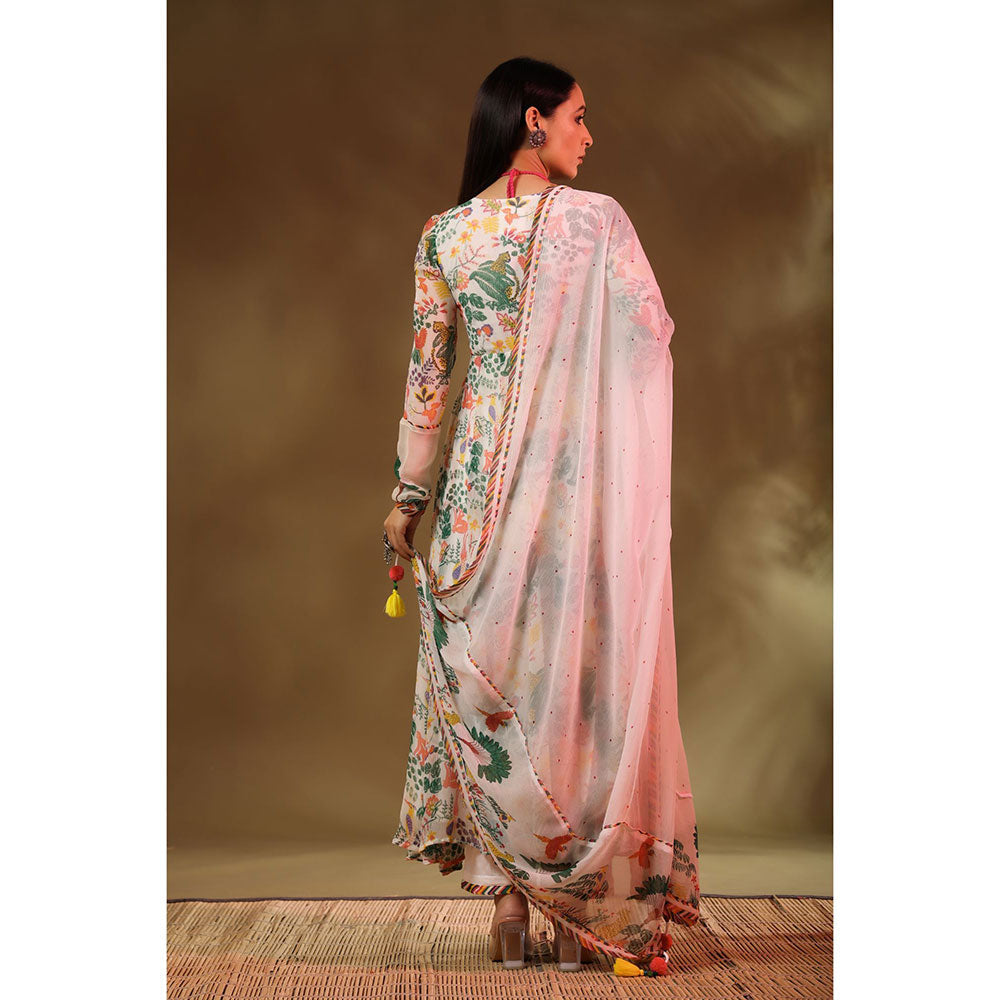 Baise Gaba White & Multi-Color Kanan Anarkali (Set of 3)