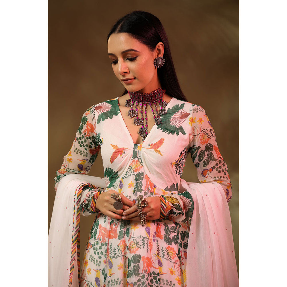 Baise Gaba White & Multi-Color Kanan Anarkali Kurta